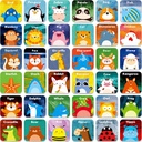 Hebayy 36 Pair Animals Matching Game Cartoon Flash kártyák eltávolítható (72 PC, Minden intézkedés 2 "X 2")