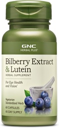 GNC Herbal Plus Bilberry kivonat és Lutein kiegészítés, Vegetáriánus, Támogatja a szem és a látás egészség, 60 Servings