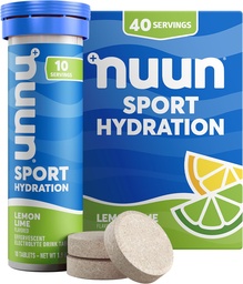 Nuun Sport Electrolyte tabletta Magnéziummal, kalciummal, káliummal, kloriddal és nátriummal, gluténmentes & Vegan, citromlime, 4 csomag (40 szerváció összesen)