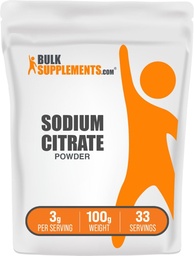 BulkSupplements.com Nátrium-citrát por - Nátrium-citrát Food Grade, Emulgeáló, Flavor Enhancer - Gluten Free, 3g per Serving, 100g (3.5 oz) (1-es csomag)
