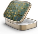 Pill Case Pill Box with Mirror Retro 2 Commissional Small Pill Case for Purse or Pocket Bronze Rectanbular Pill Box or Vitamins, Fish Oil, Supplements, Pill Containe Travel Gifts