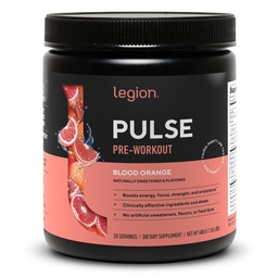 LEGION Pulse Pre Workout - Minden természetes nitrogén-oxid Pretushing Drink to Boost Energy, Creatine Free, Naturally Sweared, Beta Alanine, Citrulline, Alpha GPC (Blood Orange)