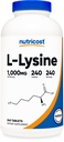 Nutricost L- Lysine 1000mg, 240 tabletta - Gluten Free, Non-GMO, és vegetáriánus Friendly