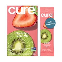 Cure Hydration, 124; Plant- Based Electrolyte Drink Mix 124; No Advanced Sugar, 124; Dehidratation Relief Powder Made with Coffee Water, 124; Non-GMO, Vegán, 124; Box of 8 Packet - Strawberry Kiwi