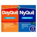 Vicks DayQuil & NyQuil Co- Pack, Cold & Flu Medicine, Powerful Multi- Syndemic Daytime & Nighttime Relief for Fejfájás, Láz, Sore Throat, Minor Aches & Pains, & Köhögés, 72ct