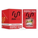 RUN GUM Punch Energy Chewing Gum 50mg koffein Taurine & B- Vitamins Per Piece, 24 Pieces (Pack of 12) Sugar Free, Nulla kalória, Nem aszpartám, és glutén Free, 1 ea