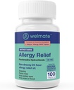 WELMATE - Allergia Relief - Fexofenadine HCl 180 mg - 24 óra Non- Drowsy Antihisztamin - Tüsszentés - Runny Orr - Itchy Eyes, Orr & Throat - Allergia Relief Tabletta - 100