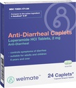 WELMATE - Anti- Hasmenés Caplets (24 Caplets) - Loperamide HCL 2 mg - Hasmenés Szisztémás Relief - Felújult Gyomor Reliever - Hasmenés elleni tabletták - Over- The- Counter Medication