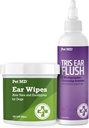Kisállat MD kutya fül tisztítási törlők Aloe és Eucalyptus + Veterinary Tris Flush Cat & Dog Ear Cleaner
