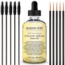 Majestic Pure Castor Oil Eyelash Serum - Apple & Argan Stem Cells - Eyelash Growth Serum hosszabb vastagabb szemöldök, Szemöldök és haj - Free Set of Mascara Brush & Eyeliner Applicator - 1 fl oz