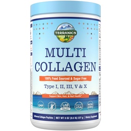 Terranics Multi Collagen Peptides Powder, Type I II III V X Collagen for Women & Men, Collagen Supplements for Skin, Kail, Hair, Easy to Resolution, Unflavored, No Sugar, Keto, 8oz
