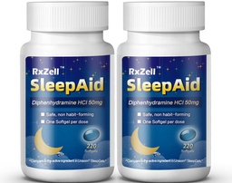Alvástámogatás, Difenhidramin Softgels 50 mg, Easy- to- Swallow, Támogatja mélyebben nyugvó alvás, nem élőhely-formázás (220 Counts)