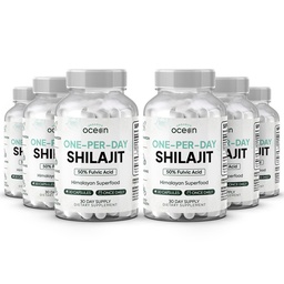 Organics Ocean One- Per- Day Shilajit férfiaknak és nőknek - Természetes és erős shilajit kiegészítés az öregedés, csonterő, hormontámogatás és több - 6 üveg Shilajit kapszula