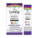 Lively (by GoLive) KIDS CONCORD GRAPE Synbiotic (Probiotics + Prebiotics); 5 Clinical Strains; + 5 Million CFU. Probiotikumok és prebiotikumok KIDS emésztésre, metabolizmusra, immunitásra. (10 csomag)