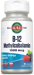 KAL-vitamin B- 12 Metilkobalamin Lozenges 1000mcg, Egészséges energia, Metabolizmus, Ideg- és vörösvérsejt támogatás, * Optimális abszorpció, Natural Berry Flavor, Vegan, Sugar Free, 60 Servings, 60 Lozenges