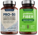Bounty Pro- 50 Probiotics & Prebiotic Fiber Bundle: 13 Strains, 50 milliárd CFU, Digestive & Gut Health Support, Késleltetett kiadás kapszula - 90 kapszula Összesen férfiak és nők részére