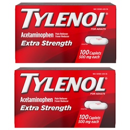 Tylenol Extra Strength Pain Reliever and Fever Reducer Caplets, 500 mg Acetaminophen, Pain Relief Pills for Fejfájás, Hátfájás, Fogfájás és kisebb ízületi fájdalom Relief, 200