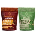 MegaPlants Cacao Magic & Matcha Magic (50 Servings) | Superfood 5 Mushroom Powder Blend for Focus, Clarity & Energy | USDA Organic