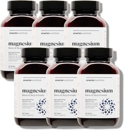 Smarter Nutrition Magnézium Complex - Chelated Magnézium Glycinate + Citrate, Malate for Sleep, Relaxation, Muscle & Nerves + Clinically Proven L- Theanine, Non- GMo- 360 Tabletta [180- napos ellátás]