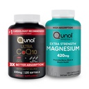 Qunol CoQ10 100mg Softgels, 3X Jobb abszorpció 4 hónapos ellátás + 120 Count Magnézium Glicinate Capsules 420mg, magas abszorpció Magnézium kiegészítés, 180 Count