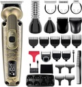 Hatteker Beard Makacs Makacs Vágó a férfiak 8 1 Állítható sebesség vízálló Hair Clipper T-Penge Electic Razor Shavers Cordless Mens Grooming Kit Arc Orr Body (Bronze)