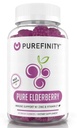 PUREFINITY Elderberry Gumies Sambucus, C-vitamin, és a cink - A tökéletes napi 3-in1 kiegészítés gyerekeknek és felnőtteknek - glutén mentes, Non-GMO, Vegan, 60 gróf