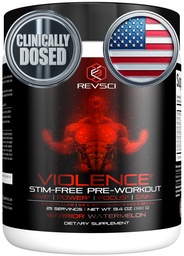 VIOLENCE Stim Free Pre Workout Powder by REVKJET, Precision Dosed Non Stim Pretostory Pump Pre Workout koffein Free Pre Workout Powder, Pump Supplement & Stimulant Free Nitric, Görögdinnye, 25 szerváció