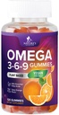 Omega 3 6 9 Gummies - Vegan Omega 3 Supplement Gumi - Essential Fatty Acids Oil 369 Complex Heart Support & Brain Support for Women, Férfi & Terhesség, Fish Free Non-GMO, Orange Flavored - 120 Gumies