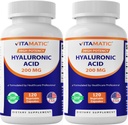 Vitamatic 2 Pack Hyaluronic Acid Supplements 200mg - Támogatja az egészséges kötőszövetet és ízeket - A fiatalos egészséges bőr előmozdítása - Összesen 240 kapszula