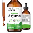 Wild & Organic Arjuna Bark Tinktúra - Teljes Well- Being Supplement - Alkoholmentes folyékony cseppek - Terminalia Arjuna Bark kivonat - No Sugar & Additives, Non-GMO - 4 fl oz