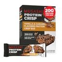 MUSASHI fehérje Crisp Bar, 20g fehérje, 4g Total Sugars, Vanilla & Caramel, Post Edzés és Snack On The Go, 12 csomag 2.1oz (60g) Bárok
