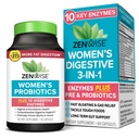 Zenwise Health 3- in1 Womens Probiotic Supplement for Digestive, Gut Flora & Vaginal Health - Daily Probiotics & Prebiotics for Women with Digestive Enzymes Supports Bloating & Gas Relief - 60 Count