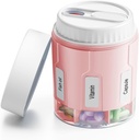 Daviky Pill Palack Organizer, Supplement Organizer with 7 Large Commodities, Travel Pill Dispenser Round Pill Box with Two Lids Fehér