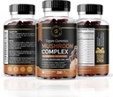 Gumós gomba 124; 10 gombás kiegészítés 124; 2500mg gumós gomba 124; Pulyka tail, Chaga, Reishi, Cordyceps & Lions Mane Organic Gumis Extracts, Nootropic Brain Booster (180 Count of 3)