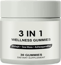 3 in 1 Gumies, 3 in 1 Shilajit Gumies for Men, Pure Shilajit Wellness Gumies (Shilajit + Sea Moss + Ashwagandha), Shilajit Gumies for Man, Non-GMO