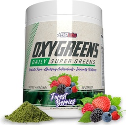 EHP Labs OxyGreens Super Greens Powder - Napi Zöldek és Superfood Supplement Spirulina, Chlorella, Prebiotics, Digestic Enzimes, Antioxidánsok - 30 Servings (Forest Berries)