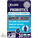 Extra Strength probiotic for Digestive Health and Immune Support, 60 billion CFU & 15 Strains, Gut Health Probiotics for Women and Women Supports Alternative Constipatio, Hasmenés, Gas & Bloating, 30CT