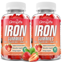Vas gumik nők, férfiak és gyerekek, Sugar Free Vaspótlás kalcium, Cink, folsav & B12, C, B6 - a vér épület & energia támogatás, anaemia, Strawberry, 120 gróf