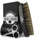 Beard Brush For men & Beard Comb Set w / Mustache Scolor Grooming Kit, Natural Boar Bristle Brush, Dual Action Wood Comb, And Travel Bag Great for Christmas gift