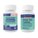 WELMATE Nighttime Wellness Bundle: Maximális hatáserősség Guaifenesin 1200mg Mucus Relief (100 Ct) & Doxylamine Succinate 25mg Alvási Aid (200 Ct)