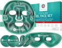 Medi Grade hűtési jégmaszk és hűtőszem maszk Puffy Eyes & Migrene Relief - Self Care Face Ice Pack ChillGel Face Ice Mask Technology - Hűtő arc maszk, szemvédő és táska
