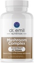 DR. EMIL NUTRITION 10 Gomba kiegészítés Mentális tisztaság, Fókusz és Immuntámogatás - Funkcionális gomba Nootropikus Kiegészítés Lions Mane kivonat, Cordyceps, Törökország Tail & More