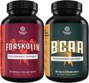Bundle of Natural Pre Workout Forskolin Ergänzung und Branch Kette Aminosäuren Ergänzung - Natürliche Energie Booster und Workout Ergänzung - Vegan BCAA Kapseln Post Workout Muskel Erholung