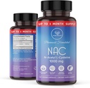 NAC-kiegészítés N-acetil-cisztein 1000 mg, aminosav, természetes antioxidáns, máj, tüdő, immunrendszer, fertilitás 124; 120 N-acetil-L-cisztein kapszula