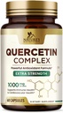 Quercetin kiegészítés 1000mg - Természetes, Plant- alapú támogatás az immun, celluláris, légzőszervi és szezonális változások - Extra erő Quercetin dihidrát Sophora Japonica - 60 Veggie kapszula