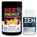 Nutology Beet Natural O2, Pre Workout Powder, Energy, Endurance & Nitric Oxide Booster a Beet Powder, Passion Fruit Flavor (30 Servings) Zen Natural Magnézium Supplement (30 Servings)