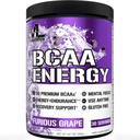 EVL BCAAs Amino Acids Powder - BCAA Energy Pre Workout Powder for Muscle Recovery Lean Growth and Endurance - Rehidrating Post Workout Recovery Drink with Natural koffein - Furious Grape