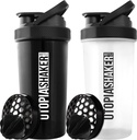 Utópia Otthon fehérje rázóüveg - (csomag 2) 28- Ounce Shaker palackok fehérje keverékek - Fitness Sports Classic Protein keverő rázóüveg (fekete és tiszta / fekete)