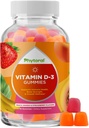 D-vitamin rágógumi felnőttek részére - Finom napi D3-vitamin gumi D3 2000NE per szerving - glutén és zselatin mentes nem-GMO gumi felnőtt immunitástámogatás (1 hónap)
