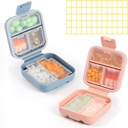 Dynippy Daily Pill Organizer 5 Commodities Portable Moisture Proof Small Pill Case for Pocket Purse Travel Pill Box Hordozható Gyógyszer Vitamin Halolaj tartó Konténer (Blue Pink)